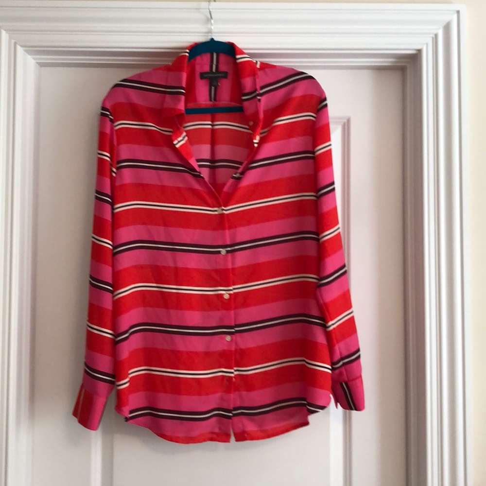 Banana Republic Sheer Striped Button Up Blouse
